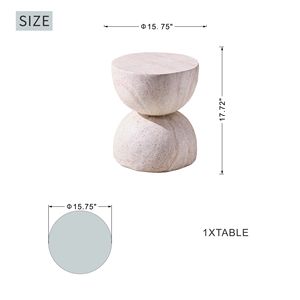 Table d'appoint moderne en oxyde de magnésium aspect marbre, design sablier sculptural, pour intérieur/extérieur - Product Image 4