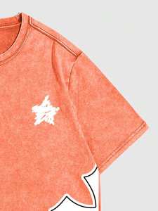 Fabricant de t-shirts orange surdimensionnés effet délavé vintage |   Chemises pour hommes en coton personnalisées avec motifs streetwear |   Approvisionnement en vêtements unisexes en gros - Product Image 3