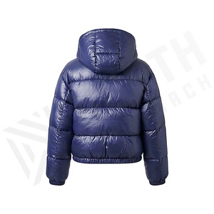 Hooded Quilted Jacket Women's Winter Windproof Short Full Sleeve Polyester Filling Solid Color <b>Bubble</b> Coat - Product Image 2