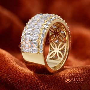 18K Gold Plated Baguette Moissanite Diamond Eternity <b>Ring</b> Luxury Wedding Band Women USA - Product Image 4