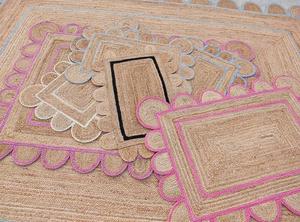 Alfombra de yute negro trenzado con diseño de caja decorativa moderna, revestimiento de suelo de diseño geométrico hecho a mano directo de fábrica ITHL - Product Image 5