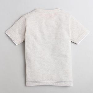 เสื้อยืดแขนครึ่งลายจุดพิมพ์หล่ออย่างจริงจัง-ครีม - Product Image 2