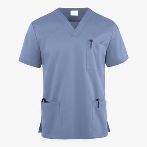 Nuevos Uniformes Médicos Personalizados con Logotipo, de Lona, Color Sólido, con Bolsillo, Cuello en V, de Secado Rápido, Transpirables, Unisex, para Detección de Agujas, para Clínica Dental - Product Image 1