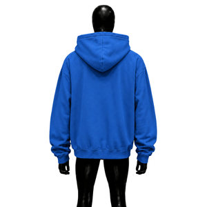 Sweat à capuche bleu oversize avec logo dollar brodé, streetwear personnalisé, unisexe, tendance - Product Image 2