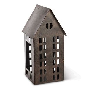 Lanterne suspendue vintage en fer et zinc en forme de maison pour bougies chauffe-plat, décoration de Noël rustique pour la maison, support à bougies en gros - Product Image 3