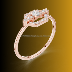 CHARMORA 14K Real Gold Moissanite Halo Wedding <b>Ring</b> Fine Jewelry - Product Image 1