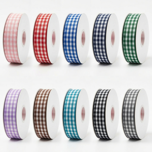 Cinta Grosgrain a Cuadros Lavanda y Blanca de 15 mm de Neelkamal Industries, Venta al por Mayor para Decoración de Baby Shower y Lazos para Regalos - Product Image 5