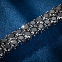 2024 Hot Luxury Hip Hop Bling Ice Out 6.5mm Single Row Black Moissanite Diamond Tennis Chain Collier en argent 925
