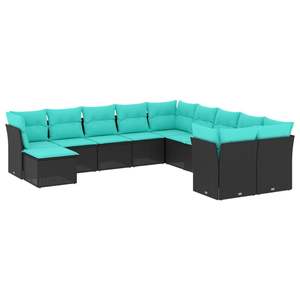 Juego de Sofás de Patio de 11 Piezas en Poliratán Negro con Cojines, Muebles Elegantes para Exteriores - Product Image 2