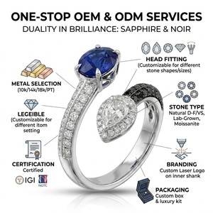 Bague en or 18 carats fiable avec saphir naturel et diamants, idéale pour les propriétaires de boutiques - Product Image 5