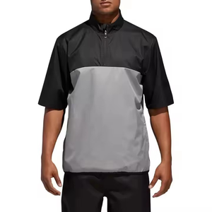 Veste de survêtement noire pour homme, sportive, en tissu extensible fin et respirant, couche intermédiaire légère pour l'entraînement, haut de sport avec fermeture éclair 1/4, manches longues - Product Image 1