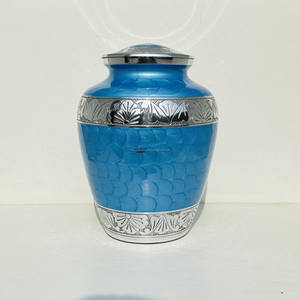 Urne funéraire en aluminium de 10 pouces, finition Meena, personnalisée en gros, avec gravure artistique pour les cendres humaines et d'animaux de compagnie, fournitures funéraires - Product Image 1