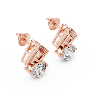 White Gold Round Lab Grown Diamond <b>Stud</b> <b>Earrings</b> D Color IGI Certified Vintage Women's Wedding Jewelry Rhodium Plated - Product Image 2