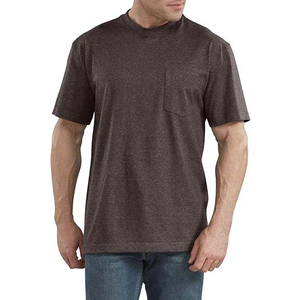 High Quality Polyester/Cotton Men's Regular Fit Short Sleeve O-Neck Front <b>Pocket</b> Knitted <b>T</b>-<b>Shirt</b> - Product Image 3