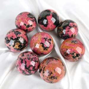 Natural Polished Rhodonite <b>Crystal</b> Ball Pink Gemstone Sphere <b>for</b> Feng Shui Healing Meditation Home Decor & <b>Gift</b> - Product Image 3
