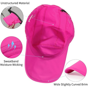 Gorras de béisbol de malla transpirable de alto rendimiento, color rosa, que absorben la humedad, para protección solar en exteriores, deportivas, para adultos. - Product Image 4