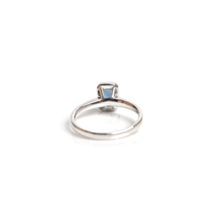 Bague de fiançailles de luxe en argent sterling 925 plaqué or rose avec topaze bleue taille émeraude, sertie à griffes, bijoux fins pour femme - Product Image 2