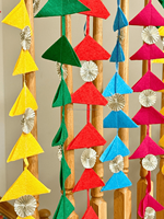Guirlandes triangulaires colorées Gota Patti, fleurs artificielles faites à la main, pour décorations suspendues Haldi, Mehndi, Sangeet, mariage, Saint-Valentin
