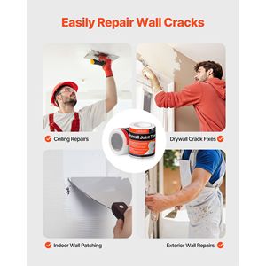 Nastro Adesivo in Fibra di Vetro per Giunti di Cartongesso, 15 cm L x 30 m L, Facile da Applicare, 12 Rotoli - Product Image 3