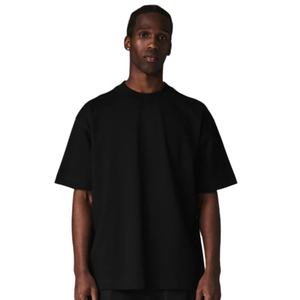 Camiseta Básica Negra de Algodón de Manga Corta y Cuello Redondo para Hombre, Ajuste Holgado, Estilo Urbano, Venta al por Mayor - Product Image 5