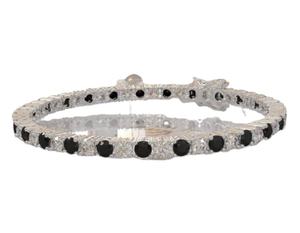 Hermosa pulsera de moissanita de forma redonda y negra blanca Pulsera de moissanita de Plata de Ley 925 y otras joyas de diamantes - Product Image 2
