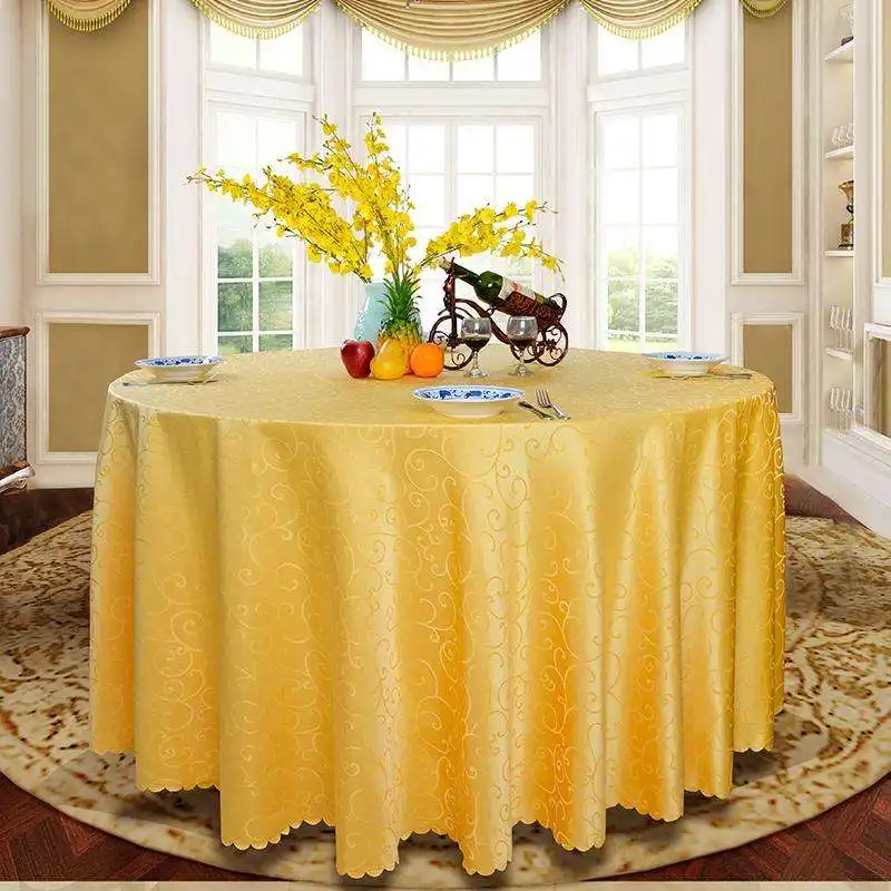 120 Inch Round Black Embroidery Satin Polyester Garden Table Cloth New Design Table Cloth