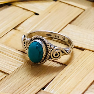 Natural Oval <b>Turquoise</b> <b>Ring</b> 925 Sterling Silver Vintage Style Statement Jewelry For Men Women JAIPUR SILVER - Product Image 2