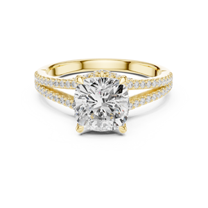 Anillo de Compromiso de Lujo con Doble Aro de Oro Amarillo de 14K, Diamante Cultivado en Laboratorio con Corte Cojín de 2.5 CT, Certificado IGI, para Aniversario o Boda - Product Image 1