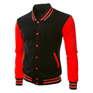 Veste universitaire personnalisée en gros pour hommes et femmes, corps en laine, manches en cuir PU, boutons-pression, veste bomber universitaire, personnalisation OEM - Product Image 5