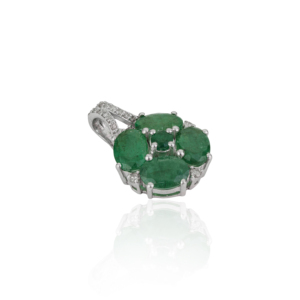 Gorgeous 925 Sterling Silver Oval & Round Cut 100% Authentic <b>Emerald</b> Gemstone Fine Minimalist <b>Pendant</b> For Women's - Product Image 3