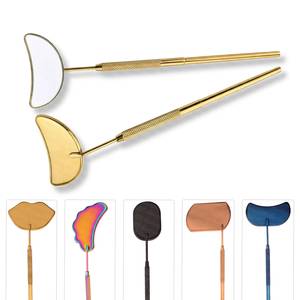 Miroir de maquillage mural grossissant de luxe avec poignée dorée et finition mate pour une application précise - Product Image 1