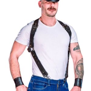 Arnés de Cuero Sintético para Hombre, Modelo Slingshot Tri, con Cordones Negros Ajustables, Ajuste en el Pecho, Prenda Sexy de Primera Calidad para Club - Product Image 1