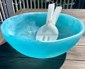 El mejor juego de cuencos de resina | Resina inspirada en acero fundido con cucharas de grano dividido para comedor sin procesar y exhibición culinaria moderna - Product Image 1