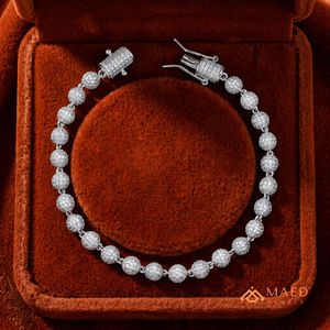 สร้อยข้อมือแบบโซ่ลายฮิปฮอปประดับมอสซาไนต์ทรงบริลเลียนท์คัท เงินแท้ 925 สำหรับผู้ชาย ของขวัญวันครบรอบ เครื่องประดับหรูหรา - Product Image 4