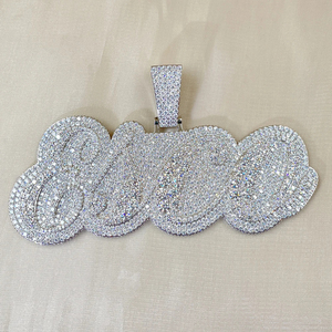 Colgante de Moissanita Blingbling Hiphop de Plata Esterlina 925, Colgante Personalizado con Letra/Nombre, Colgante de Moissanita Personalizado Iced Out - Product Image 2
