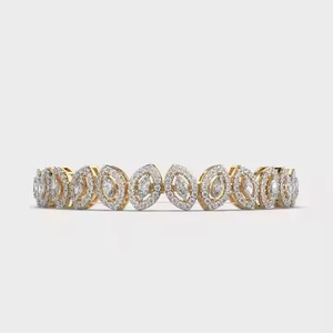 Latest 18K Gold Plated Sterling Silver Tennis Classic Bangle with Round Brilliant Cut Moissanite Luxury Design - Product Image 4