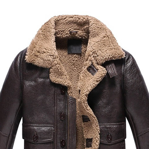 Veste en cuir et fourrure Sherpa pour homme, style unique, manteau d'hiver de luxe, doublure douce écologique de haute qualité, couleur personnalisable sur le devant - Product Image 3