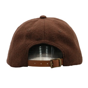 Casquettes en laine vierges à 6 panneaux, design personnalisé, avec sangle en cuir et boucle métallique, style Dad Hat non structuré - Product Image 6
