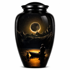 สติกเกอร์แอปเปิ้ลสีเทาธรรมชาติสวยงาม พร้อมโกศบรรจุอัฐิเคลือบเงาสำหรับผู้ใหญ่ สำหรับใส่เถ้ากระดูกในพิธีศพ - Product Image 2