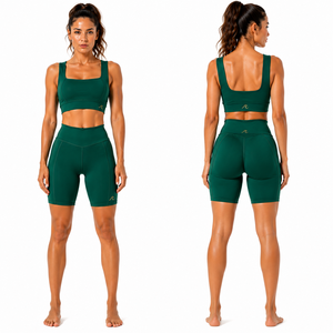 Women Square Neck <b>Tie</b> <b>Dye</b> Washed Scrunch Butt Yoga <b>Set</b> High Waist Biker Shorts Four-Way Stretch Fitness Gym Workout Activewear - Product Image 3