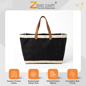 Bolsa de Compras de Lona Personalizada de Gran Tamaño, Bolsas de Yute con Letras Impresas para la Playa, Uso Diario, Fabricante Indio Directo, Cuero - Product Image 2