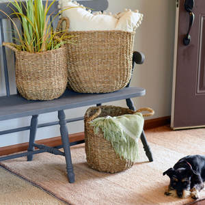 ตะกร้าหญ้าทะเลสำหรับตกแต่งและจัดเก็บของตกแต่งที่หรูหราความสูงทำด้วยมือ - Product Image 1