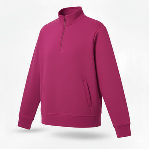 <b>Men</b> Winter Half Zip Fleece Pullover Eco-Friendly Knitted Sweatshirt with Plain Dyed Design OEM Polyester/Cotton Sweatshirt - Product Image 2