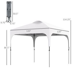 "10FT X 10FT Foldable <b>Canopy</b> <b>Tent</b> with Adjustable Height Carry Bag & Wheels" - Product Image 3