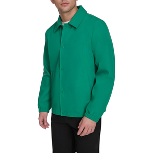 Men's Green Windproof Casual <b>Coach</b> Jacket With Zipper Closure Turn-down Collar Regular Fit Polyester Shell Spring Wear - Product Image 3