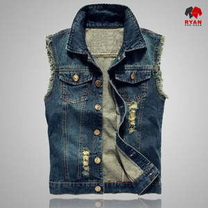 Ryan Pro Gear Nouveau design Gilet en jean unisexe sans manches écologique et tendance avec logo personnalisé - Product Image 4