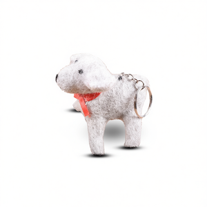 White Felt Plush Dog Key <b>Ring</b> Stylish and Cute Key Chain Accessory - Product Image 2
