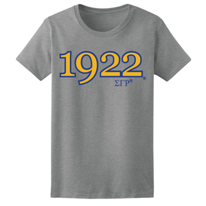 T-shirt brodé Sigma Gamma Rho 1922 avec lettres grecques, personnalisé pour sororité, année de fondation, mode universitaire, streetwear décontracté - Product Image 1