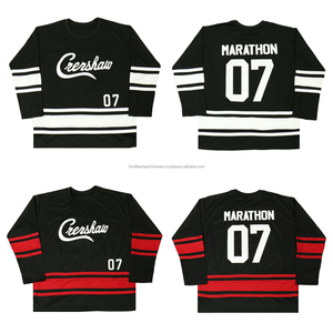 Maillot de hockey sur glace personnalisé en maille écologique 260g, col en V, manches longues, impression numérique par sublimation, polyester respirant, pour équipe masculine - Product Image 6