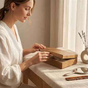New Simple Square Walnut Color <b>Small</b> Size Jewellery Storage <b>Box</b> High-end Jewelry Storage Display <b>Box</b> for Halloween Holiday Gift - Product Image 6